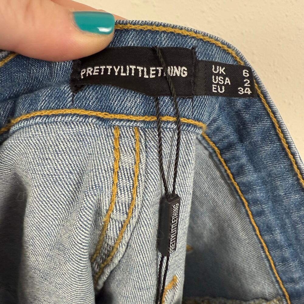 Pretty Little Things Women Denim Mini Skirt Size 2 Western Southwestern Rodeo - Picture 4 of 6